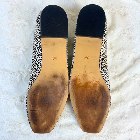 Something Navy Lily Spotted Pony Hair Flats Women’s 10 Animal Print Square Toe - Picture 9 of 9